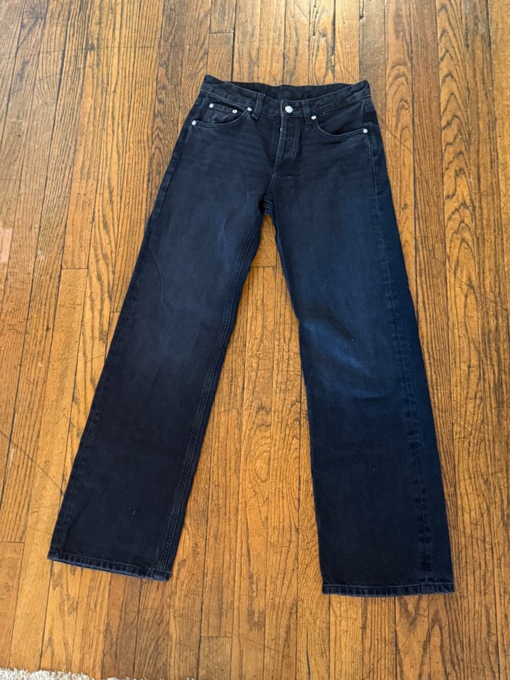 Massimo Dutti Straight wide leg black / grey jeans